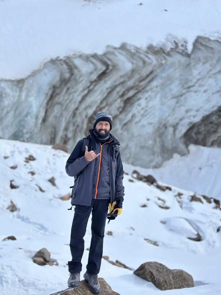 Before a glacier wall